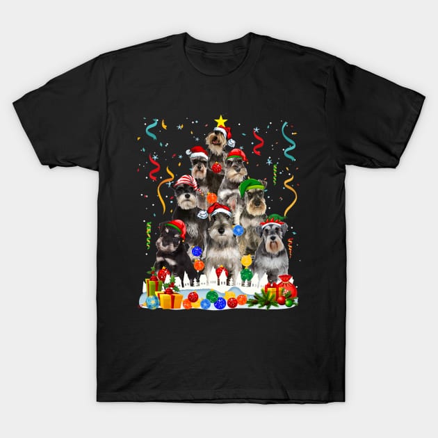 Funny Miniature Schnauzer Dog Christmas Tree T-Shirt by eldridgejacqueline